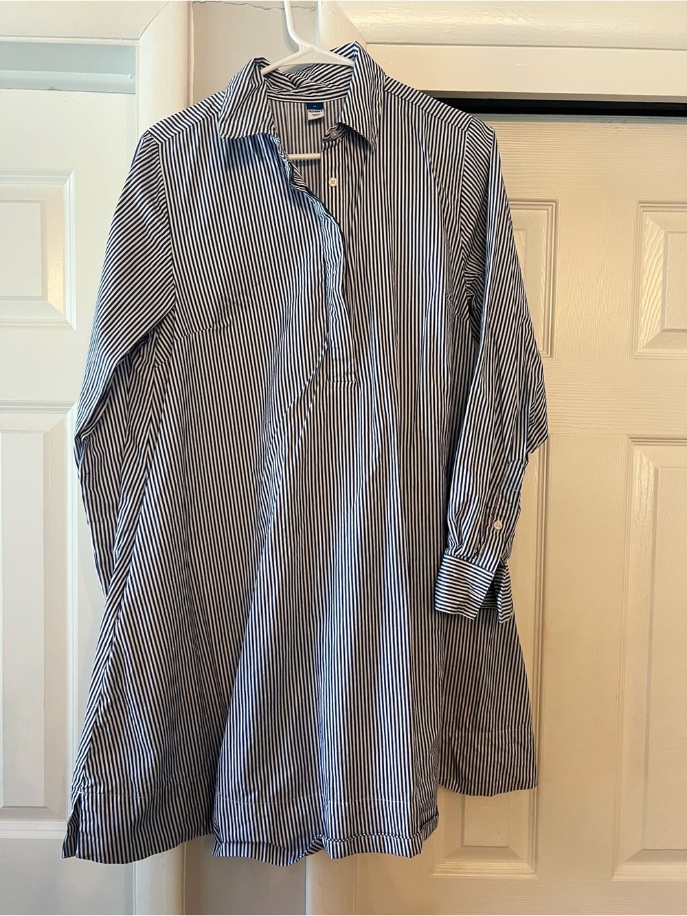 Blue & White Striped Women’s Button-Front Shirtdress